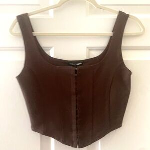 Brown cropped corset top